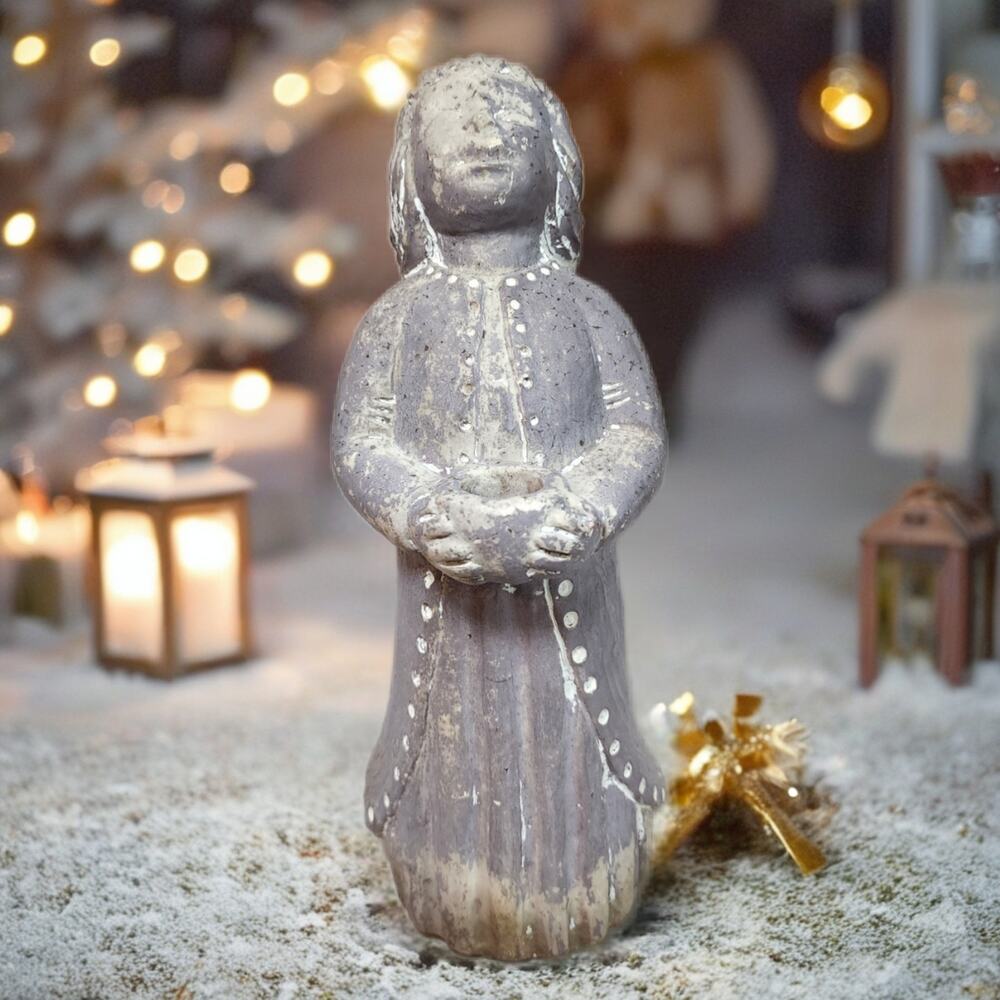 Isabel Bloom Hope Angel Candle Holder Signed Retired Concrete Sculpture